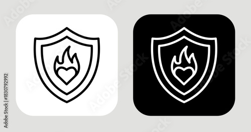 Courage Flame Icon In Black and White Line Style