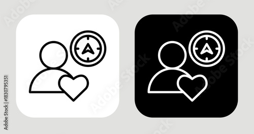 Identity North Icon In Black and White Line Style