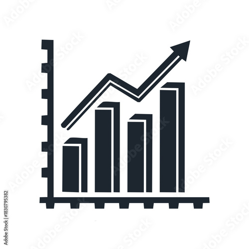 Rising Bar Chart with Arrow Depicting Growth and Progress in Business and Finance Illustration