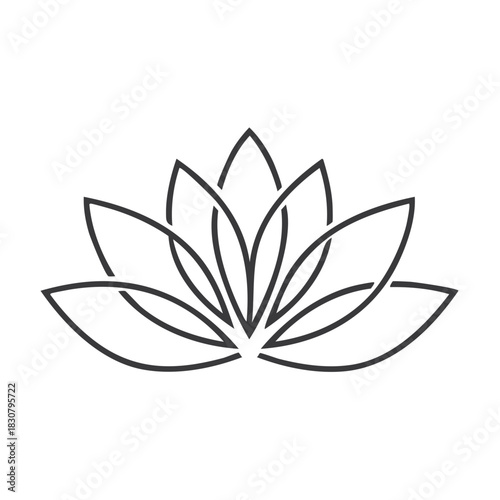 Lotus Flower Line Art Minimalist Design Elegant Floral Illustration Icon Style