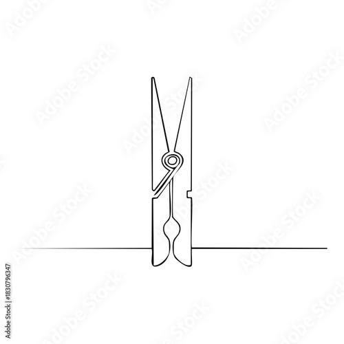 Minimalist Clothes Peg Illustration, Continuous Line Drawing