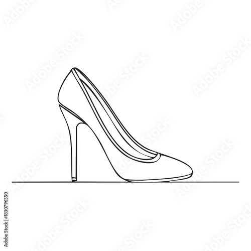 Elegant High Heel Shoe Outline Sophisticated Fashion Footwear