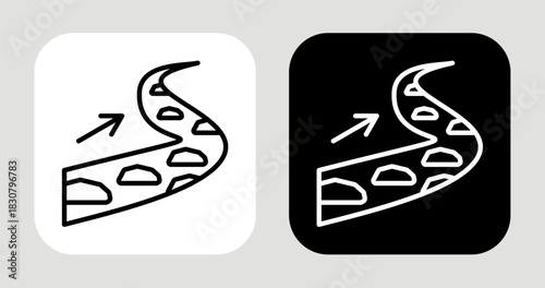Determined Path Icon In Black and White Line Style