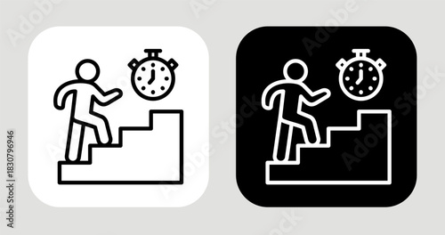 Relentless Step Icon In Black and White Line Style