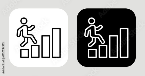 Steady Rise Icon In Black and White Line Style