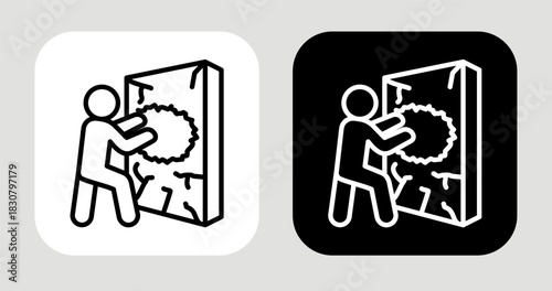 Push through Icon In Black and White Line Style