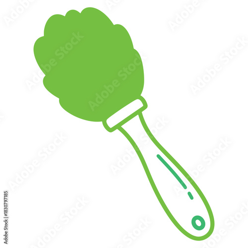 Green cleaning brush illustration for household cleaning tools and hygiene needs and maintaining a healthy home environment