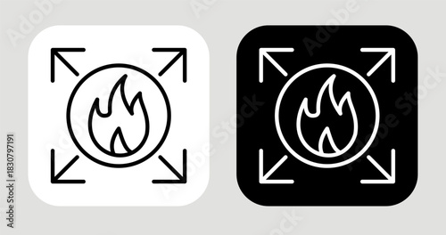 Fire Intent Icon In Black and White Line Style