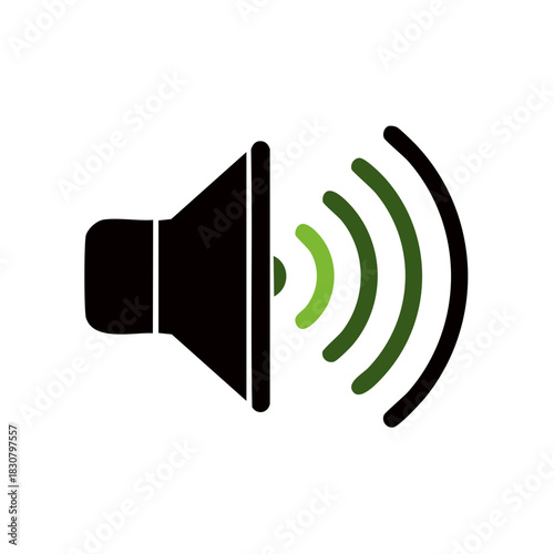 Black speaker icon with green sound waves emanating from it