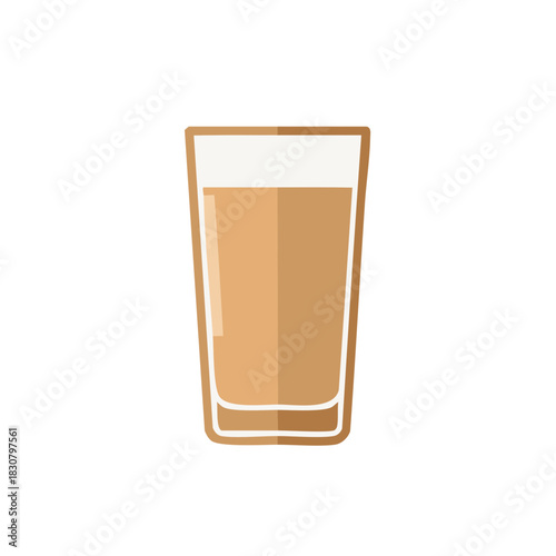 Glass of Indian masala chai tea or milk coffee vector icon illustration
