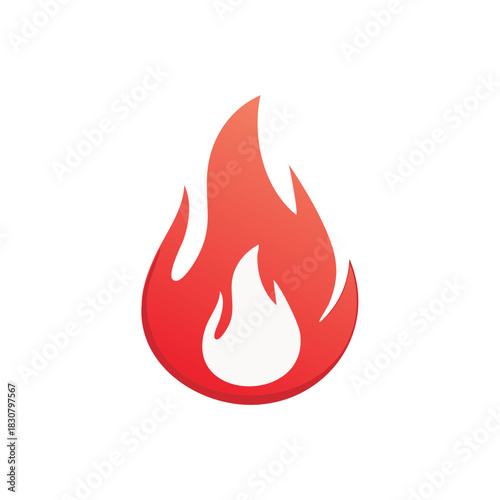 Stylized Red and Orange Flame Icon with Gradient Effect