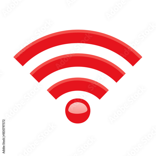 Red Wireless Connection Icon Symbolizing Connectivity and Signal Strength for Digital Age Technology