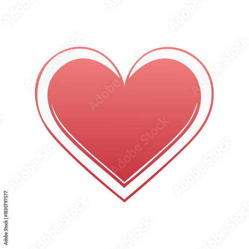 Red heart symbol with a gradient and outline for love and emotion