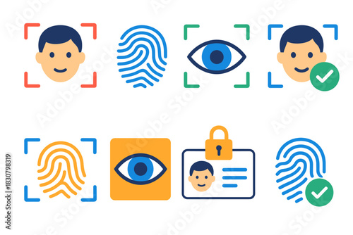 Biometric security icons for digital identity and authentication design