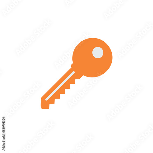 Orange Skeleton Key With White Detail Isolated Object