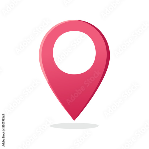 Vibrant pink 3D location pin icon for mapping navigation and destination marking