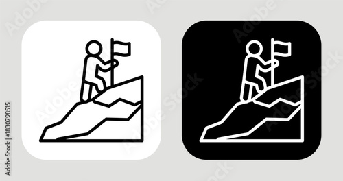 Free Climber Icon In Black and White Line Style