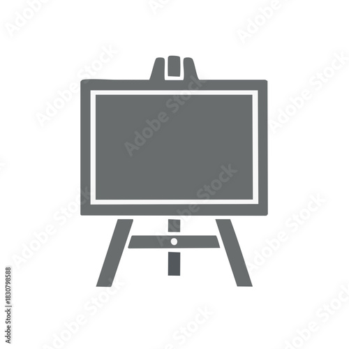 Simple graphic icon of a drawing easel with a blank board for artistic creation and display