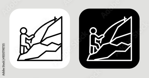 Climb Ambition Icon In Black and White Line Style