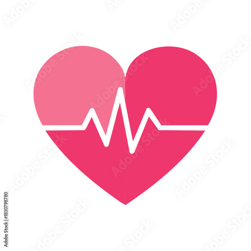 Heart with a heartbeat line illustration, medical or healthcare concept