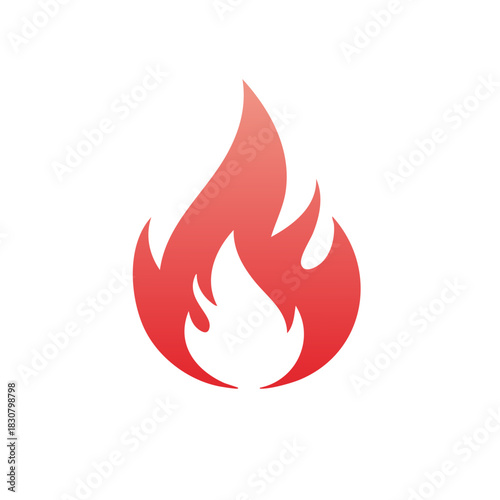 Stylized Red Flames Icon with Gradient Glow Symbolizing Heat and Energy