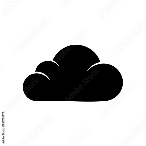 Black cloud symbol isolated on white background abstract illustration
