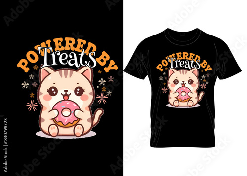 powered by treats—“Kawaii Cat Face Vector—Cute Minimal Cartoon Kitty Design” vector custom appeal cloth abstract cat design template