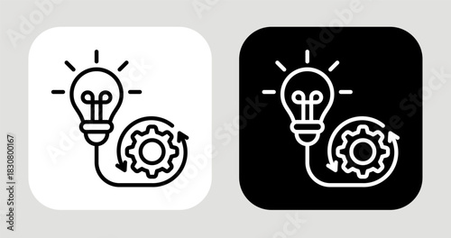 Idea Machine Icon In Black and White Line Style