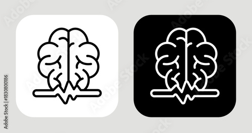 Pulse Thought Icon In Black and White Line Style