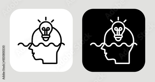 Idea Dive Icon In Black and White Line Style