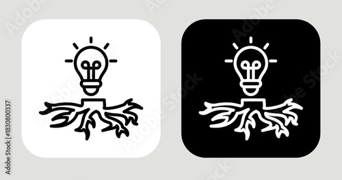 Idea Root Icon In Black and White Line Style