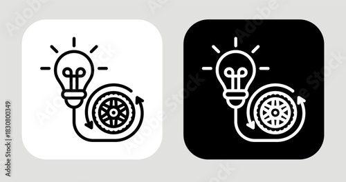 Insight Machine Icon In Black and White Line Style
