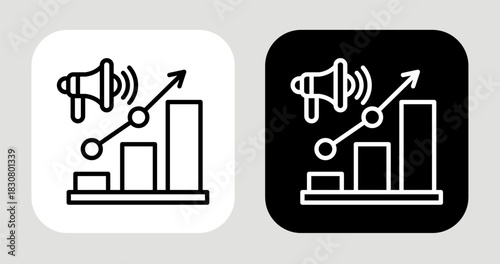 Trend Echo Icon In Black and White Line Style