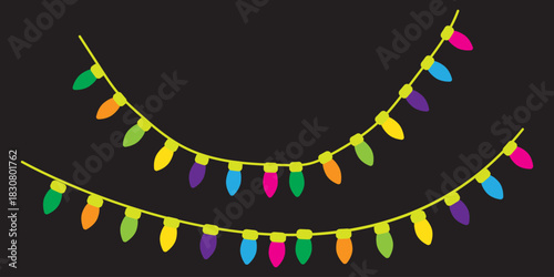 led christmas lights. Vector String with glowing led light bulbs. png