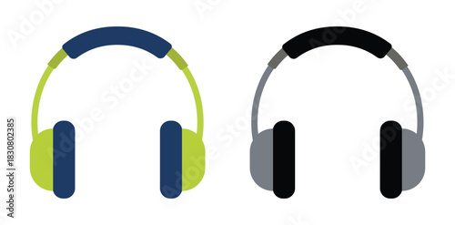 Colorful headphones icons pair of over-ear audio headsets, symbolizing music, listening, and digital media
