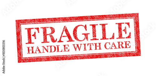 Vector red rubber stamp text Fragile Handle With Care isolated on the white background.