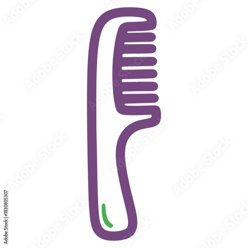 Simple purple comb icon isolated on white background for personal care illustration and design element used for grooming the hair