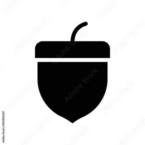 Simple Acorn Icon: Minimalist Illustration Drawing Of Nut Seed For Nature And Food Symbol