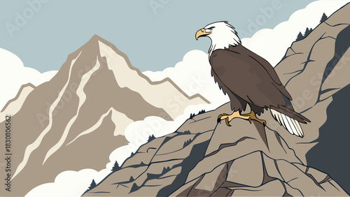 Majestic Eagle Perched on Rocky Mountain Summit Inspiring Freedom, Ambition, and Success for Corporate Branding, Travel Marketing, and Outdoor Adventure Campaigns