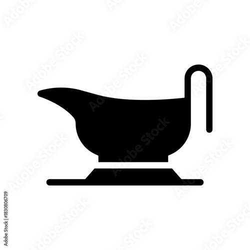 Minimalist Vector Illustration Gravy Boat Design Sauce Container Icon