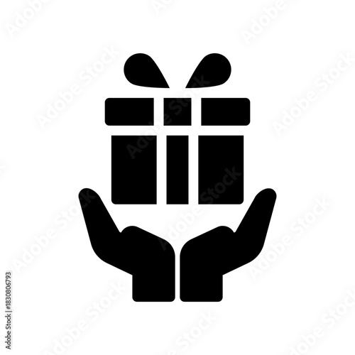 Hands Holding Gift Box Illustration With Ribbon, Symbolizing Giving, Care, and Celebration