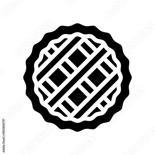 Simple vector illustration of a delicious apple pie with lattice crust isolated on a white background