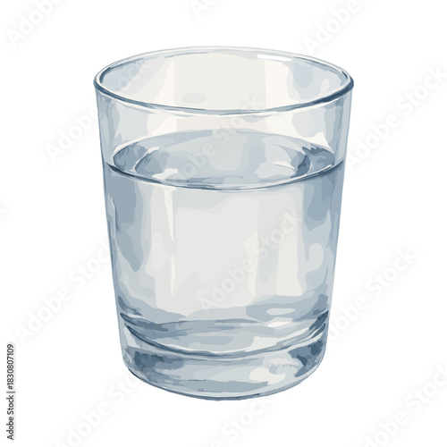 Realistic Glass of Water Vector Illustration
