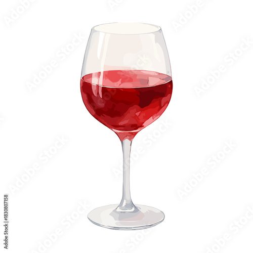 Red Wine Glass Vector Illustration