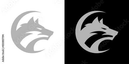 moon wolf. creative wolf anf moon logo