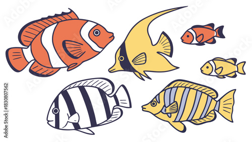 Vibrant Tropical Fish Illustration for Marine Life Websites, Children's Books, and Ocean-Themed Marketing Campaigns, Evoking Joy and Wonder