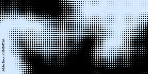 Abstract grunge grid polka dot halftone background pattern. Spotted black and white line illustration