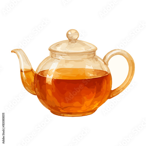 Glass Teapot with Hot Tea, Tea Time, Beverage Concept