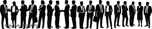 Business team diverse silhouettes working together and achieving goals for corporate branding. Vector illustration.