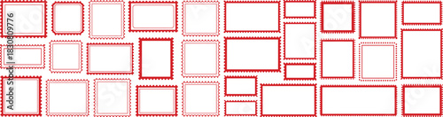 Stamp borders elegant red vintage-style frames for creative design or unique branding. Vector illustration.